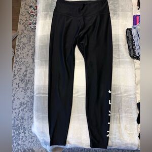 Nike Dri-FIT Black Leggings with White Logo